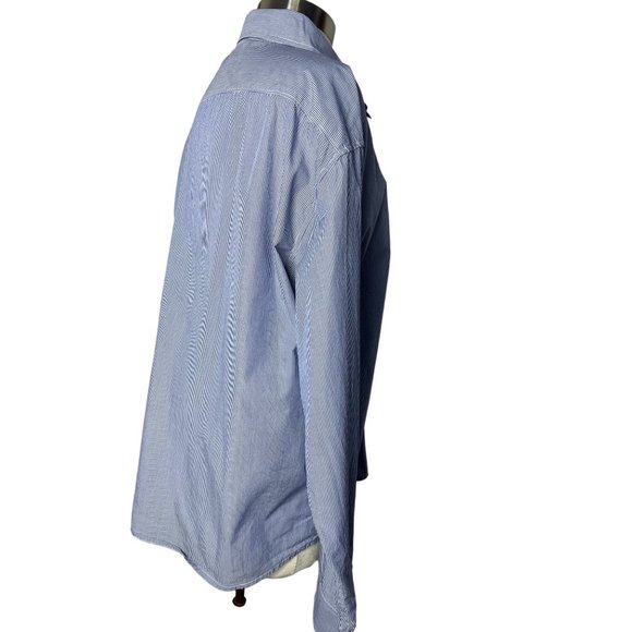 American Eagle outfitters blouse XL Blue white stripes long sleeve button up - Picture 3 of 14